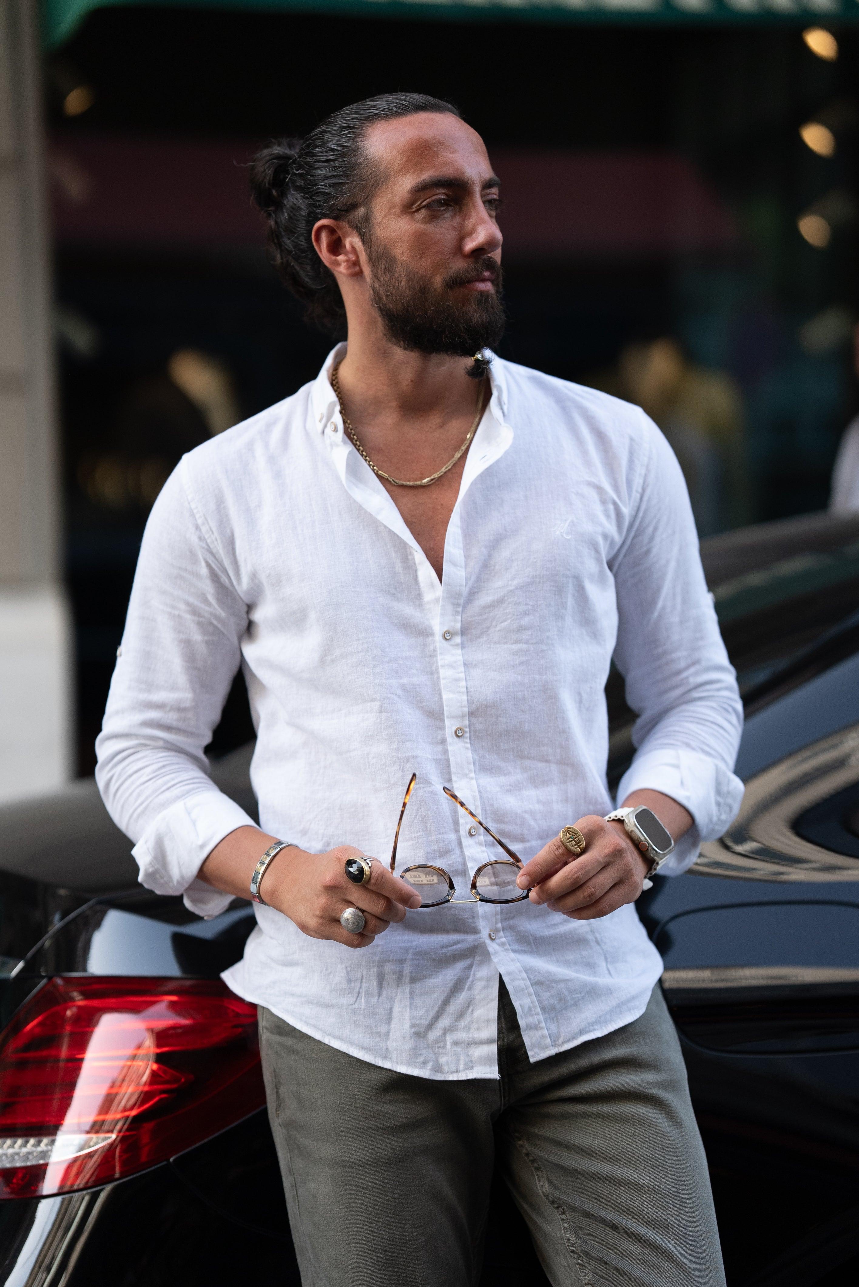 Camisa de Linho Manga Longa Slim Fit - Outlier