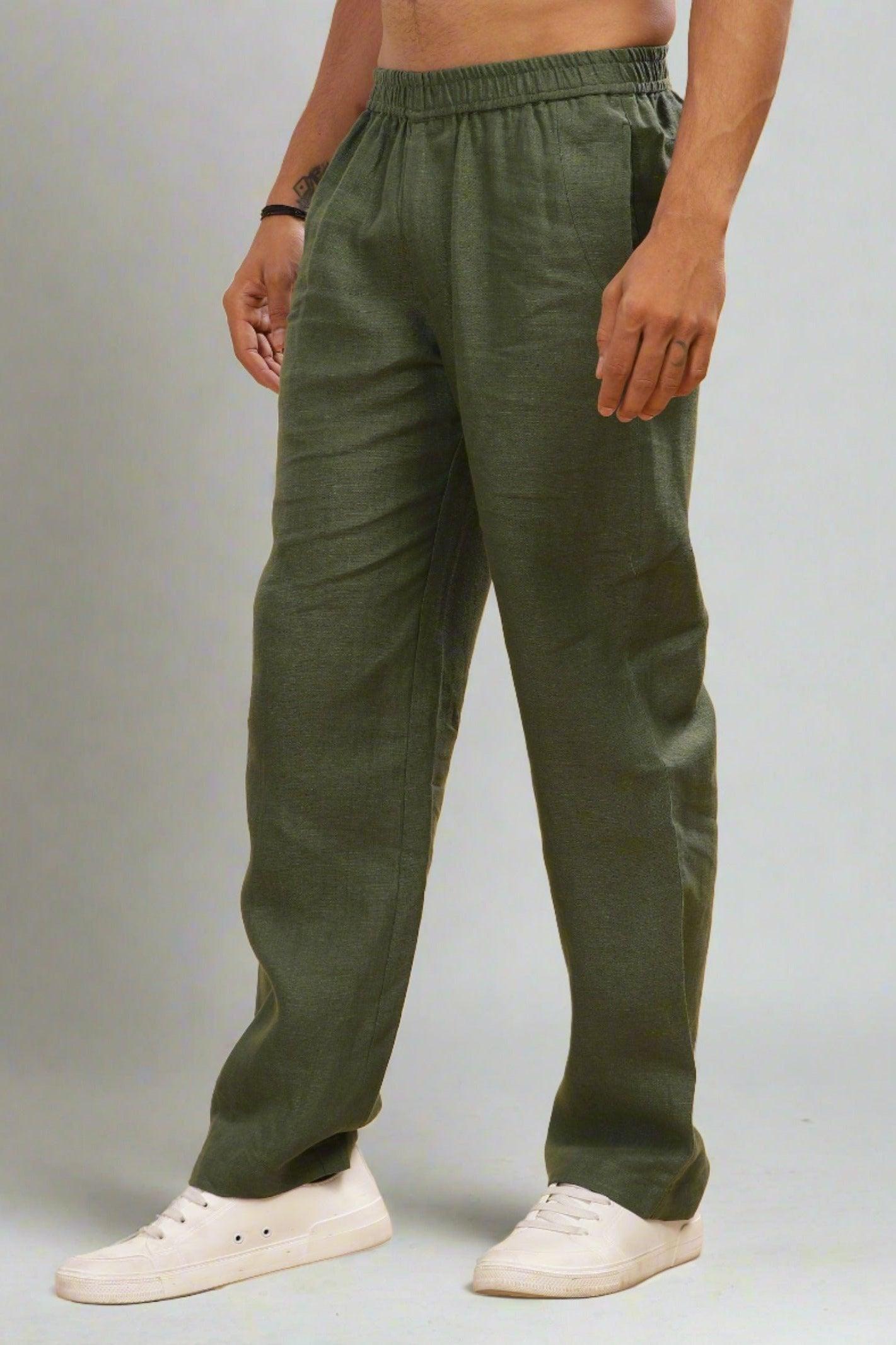 Calça de Linho Elástica Verde Militar - Outlier