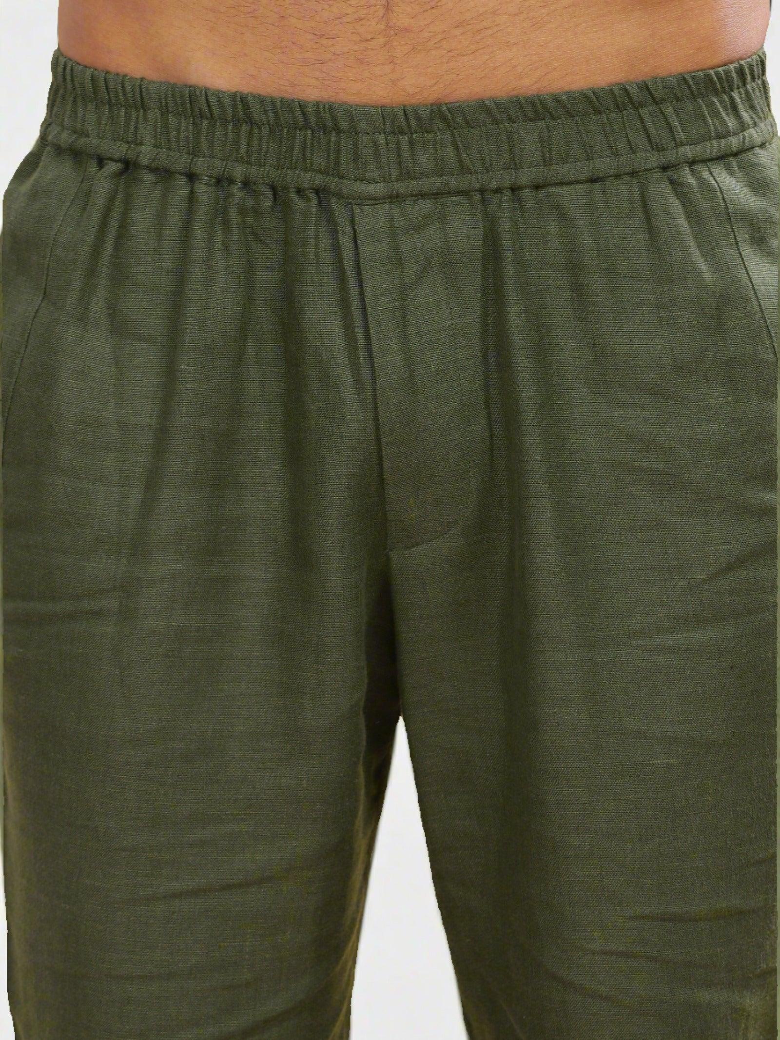 Calça de Linho Elástica Verde Militar - Outlier